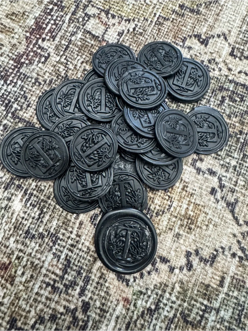 Black Letter T Wax Seals - Pack of Decorative Seals